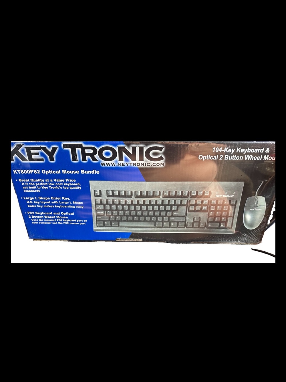 KEY TRONIC Black 104-Key Wired Keyboard & Optical Mouse Bundle sealed box